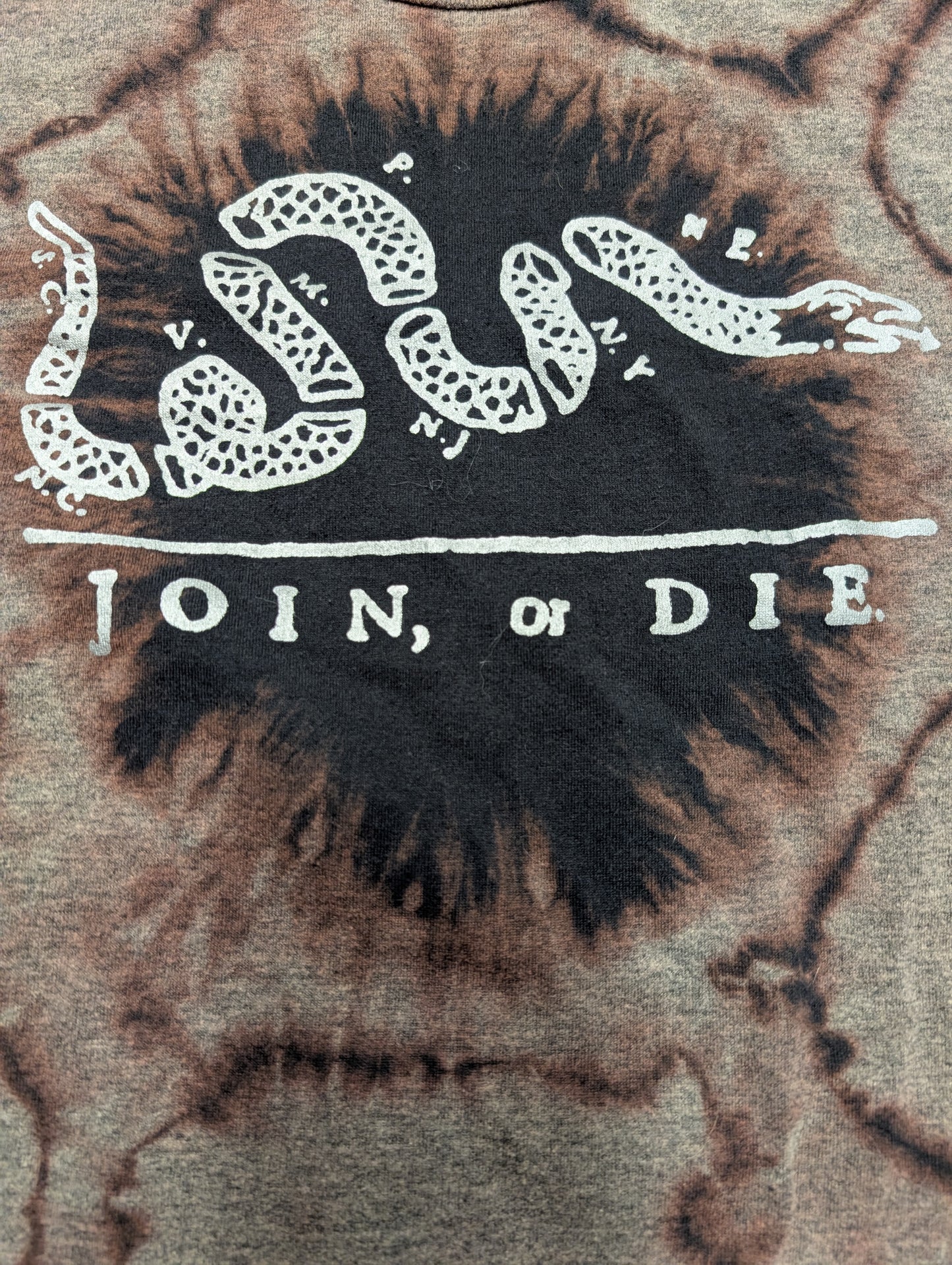 "Join or Die" Gadsden Flag Patriotic Snake Reverse Bleach Tie Dye T-Shirt