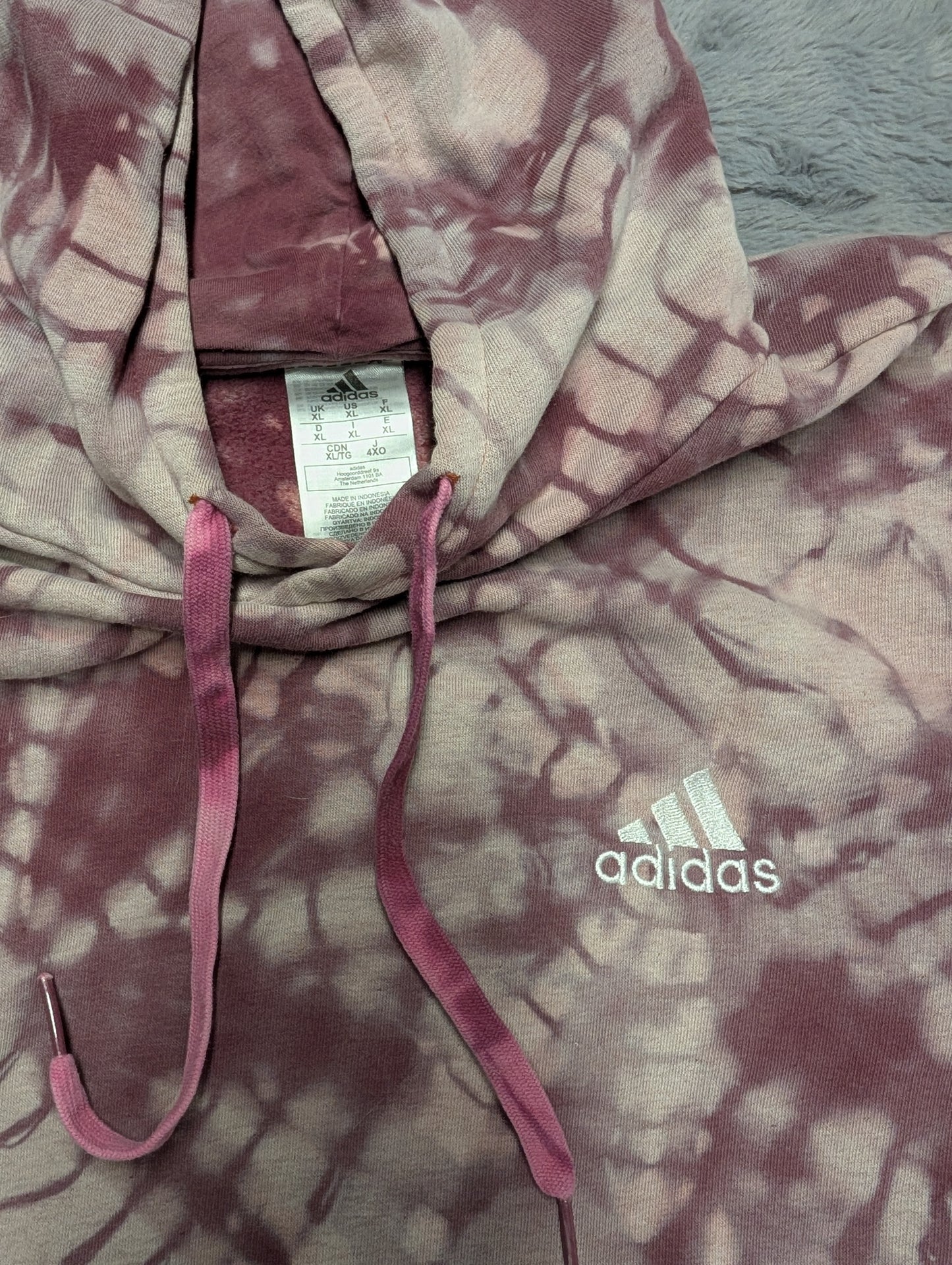 Adidas Dusty Rose Reverse Tie Dye Hoodie Sweatshirt
