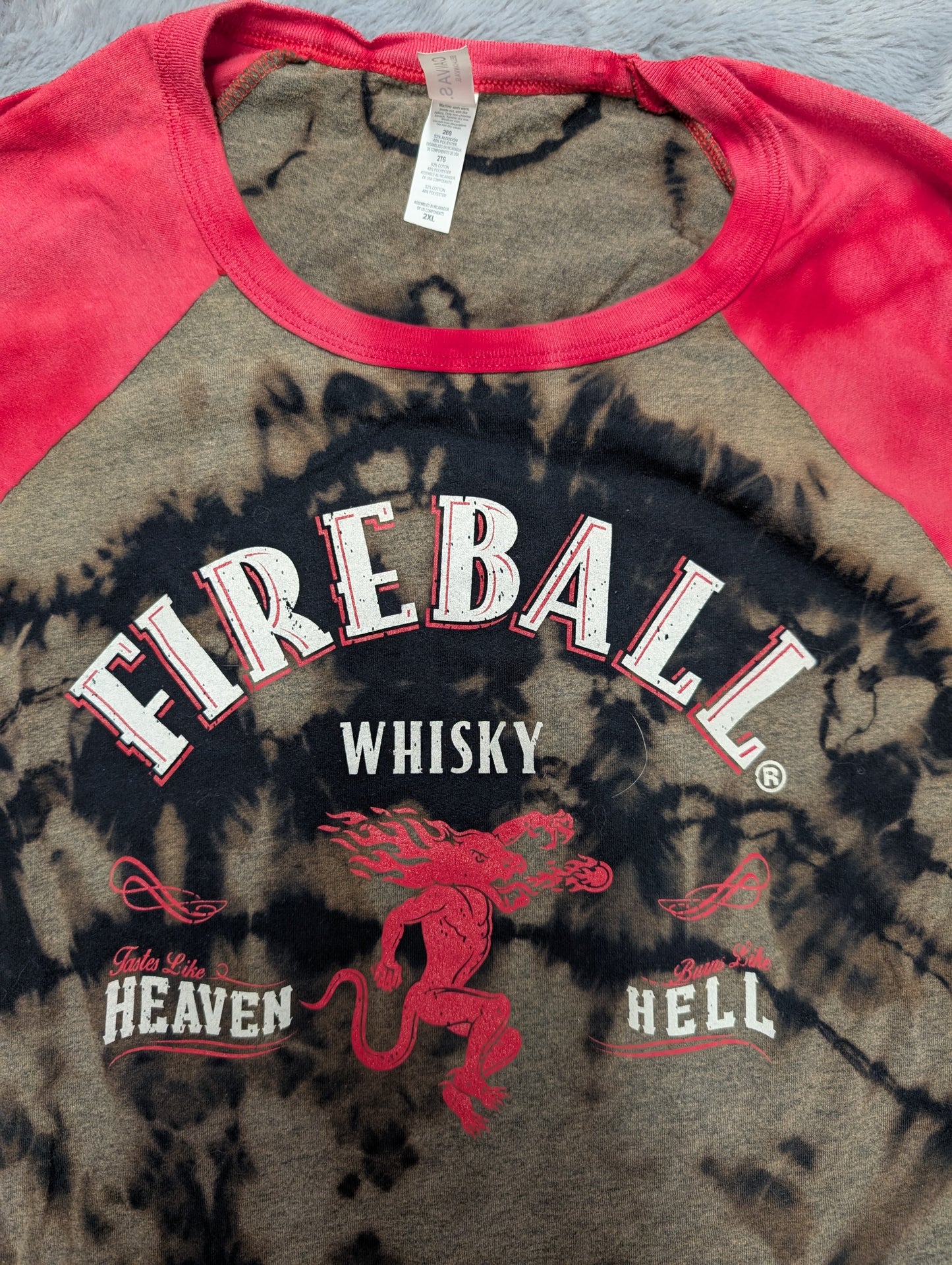 Fireball Whisky Promo Reverse Tie-Dye 3/4 Sleeve T-Shirt