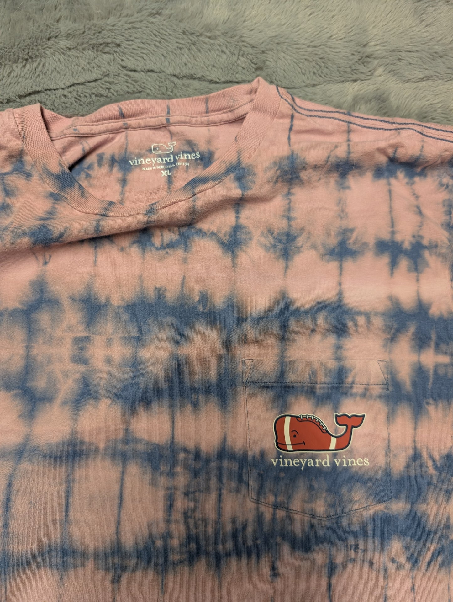 Vineyard Vines Football Reverse Tie-Dye Long Sleeve T-Shirt