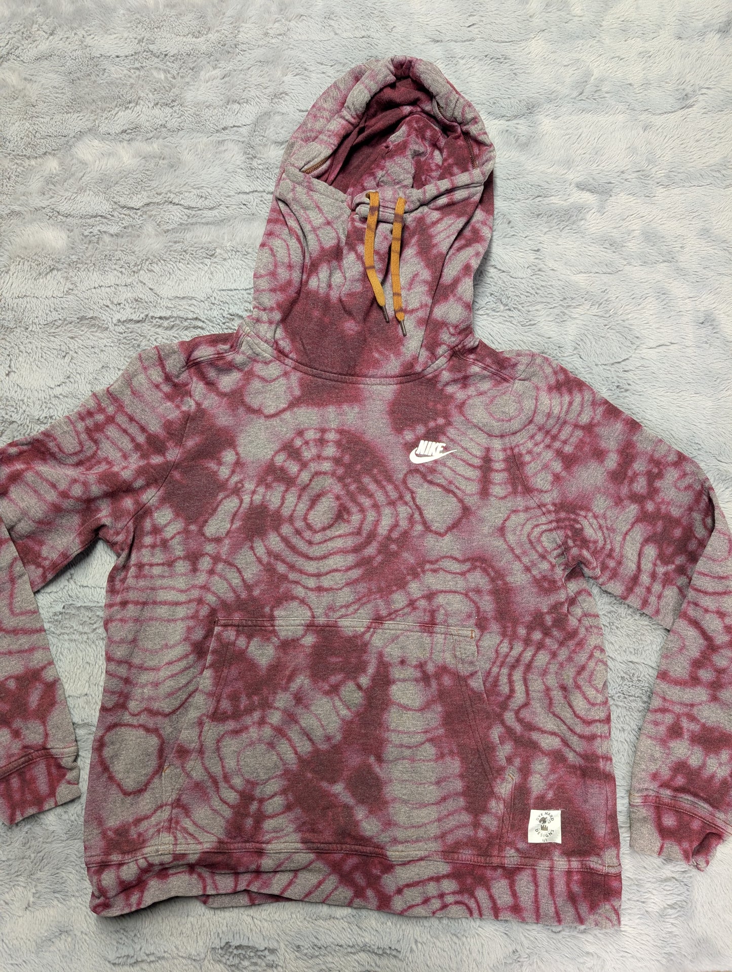 Nike Maroon Cowl Neck Reverse Tie-Dye Hoodie Sweatshirt