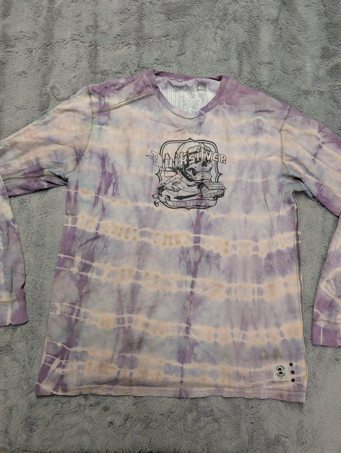 Quicksilver Vintage 2000s "Brainstormin'" Lightweight Tie-Dye Long Sleeve T-Shirt