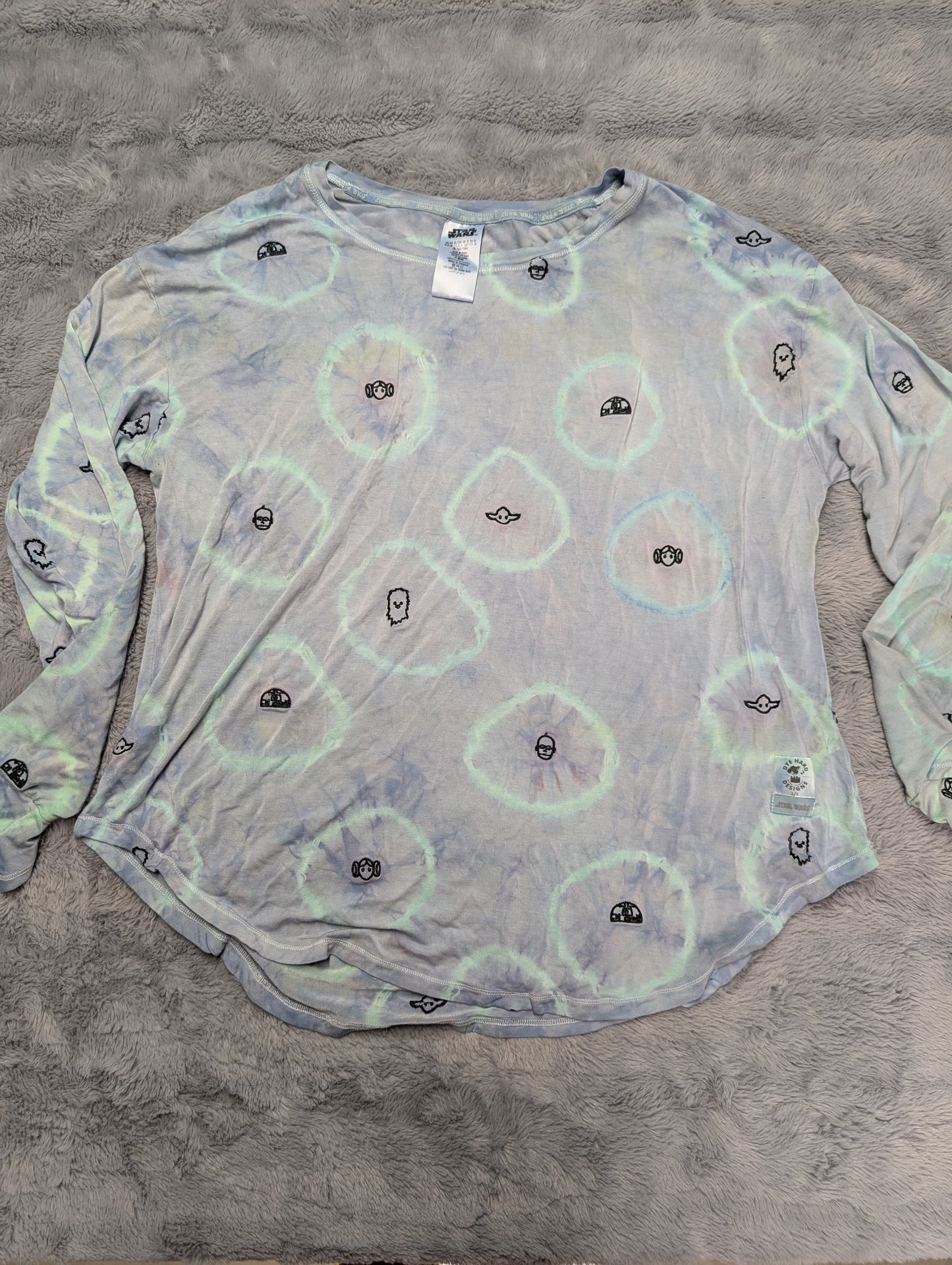 Star Wars Pastel Tie Dye Long Sleeve T-Shirt with Embroidered Characters