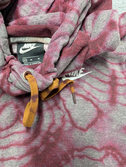 Nike Maroon Cowl Neck Reverse Tie-Dye Hoodie Sweatshirt