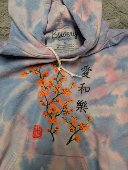 Bowery Floral Sakura Pastel Tie-Dye Hoodie Sweatshirt