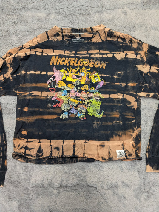 Nickelodeon Characters Reverse Tie-Dye Cropped Long Sleeve T-Shirt