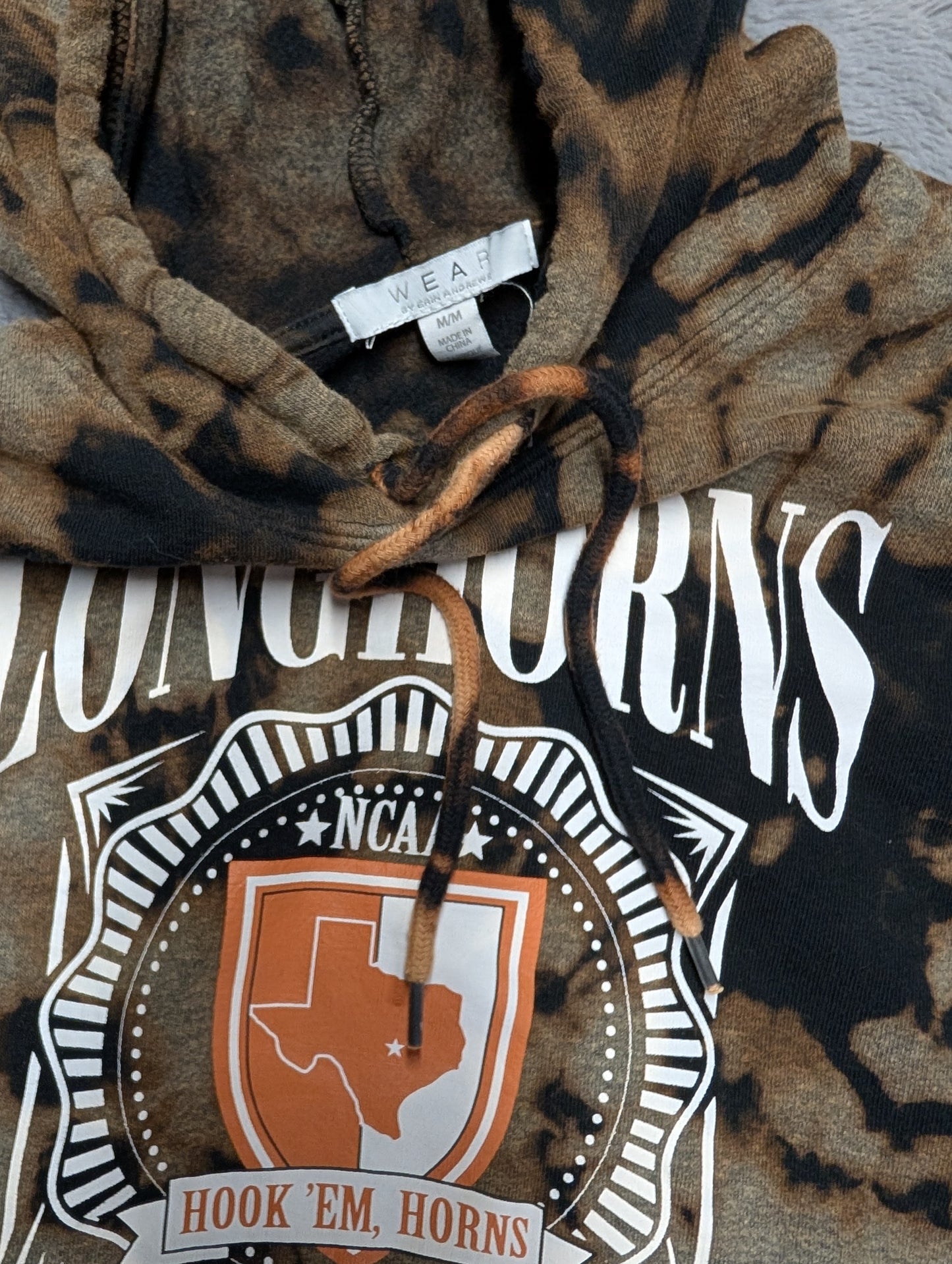 Texas Longhorns Reverse Tie-Dye NCAA Cropped Hoodie Sweatshirt