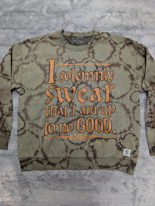 Harry Potter "I Solemnly Swear that I Am Up To No Good" Reverse Bleach Tie-Dye Crewneck Sweatshirt