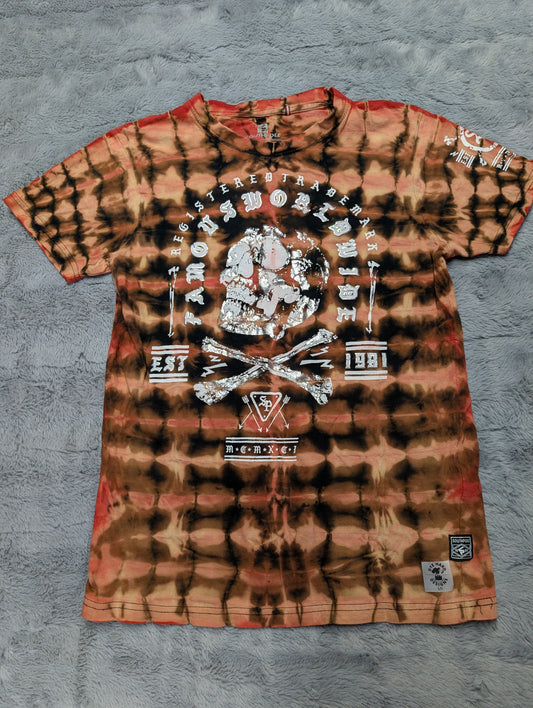 Southpole Vintage Skull and Crossbones Famous Worldwide Reverse Double Tie-Dyed Lightweight T-Shirt