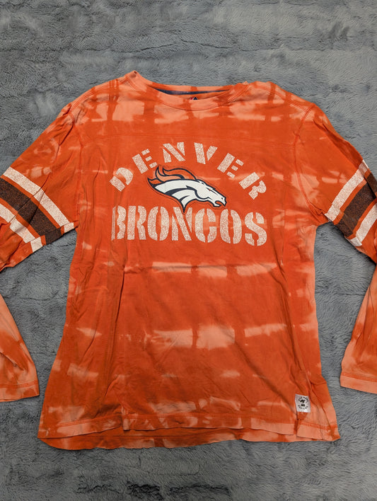 Denver Broncos Reverse Tie-Dye Long Sleeve Ringer T-Shirt