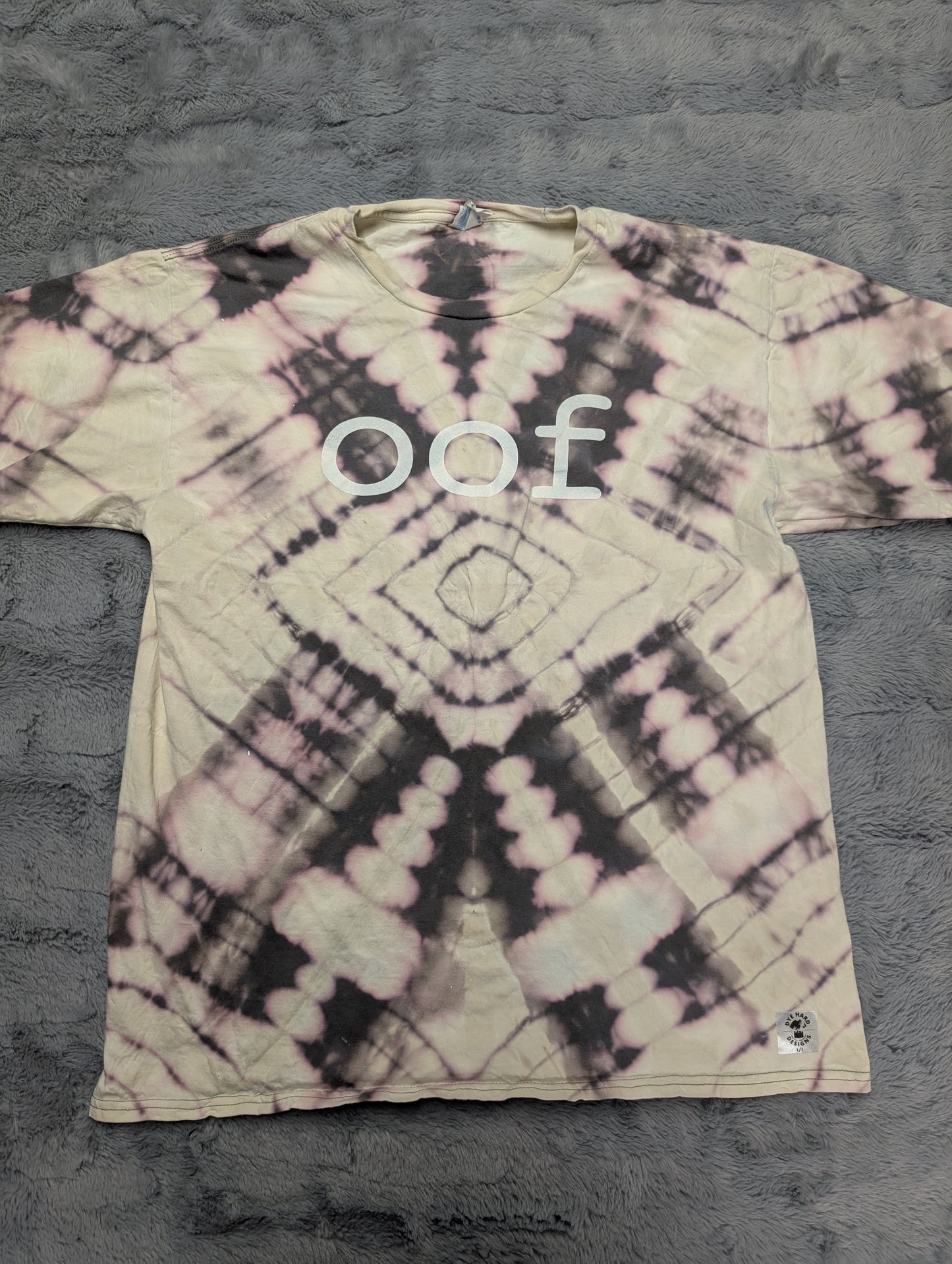 oof Reverse Diamond Pattern Tie-Dye T-Shirt