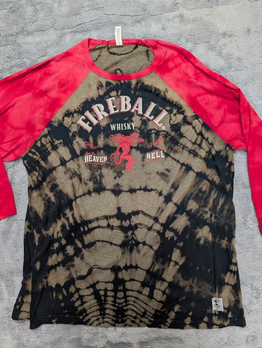 Fireball Whisky Promo Reverse Tie-Dye 3/4 Sleeve T-Shirt