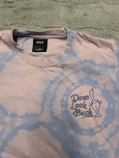 HUF "Don't Look Back" Cat and Floral Circular Tie Dye T-Shirt