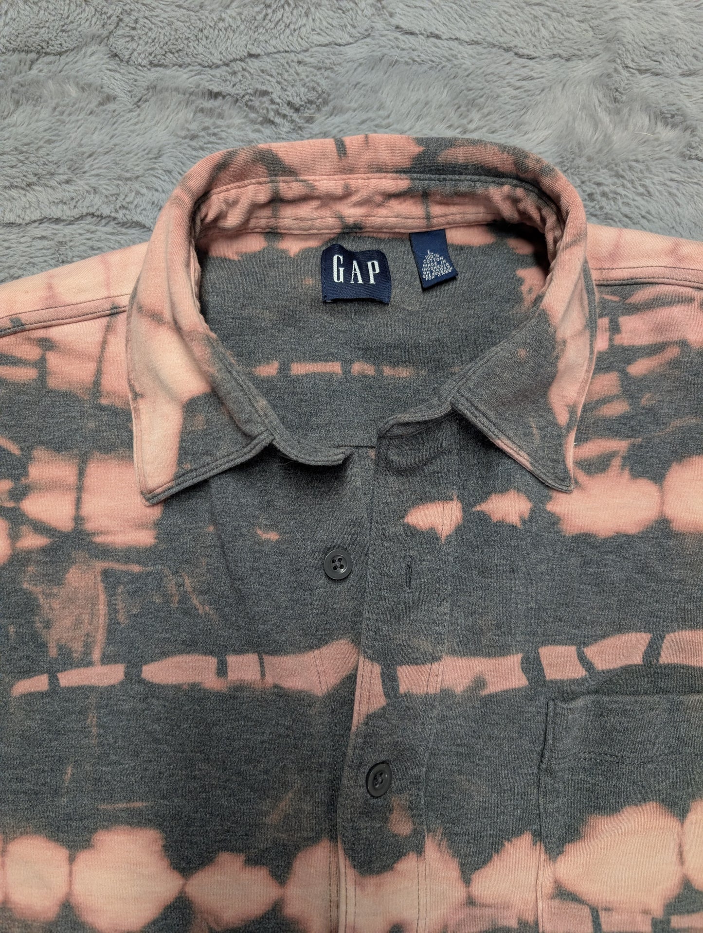 GAP Reverse Tie Dye Bleached Cotton Button Down