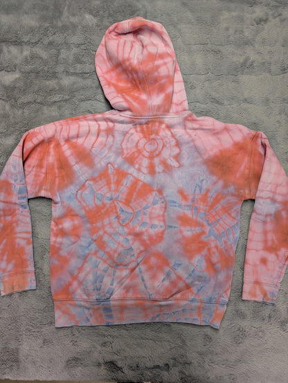 Traditional Tie-Dye Dye Universal Thread Hoodie Sweatshirt Peach and Sky Blue