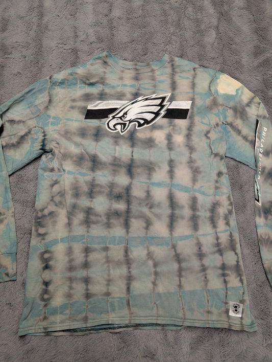 Philadelphia Eagles NFL Reverse Double Tie-Dyed Long Sleeve T-Shirt