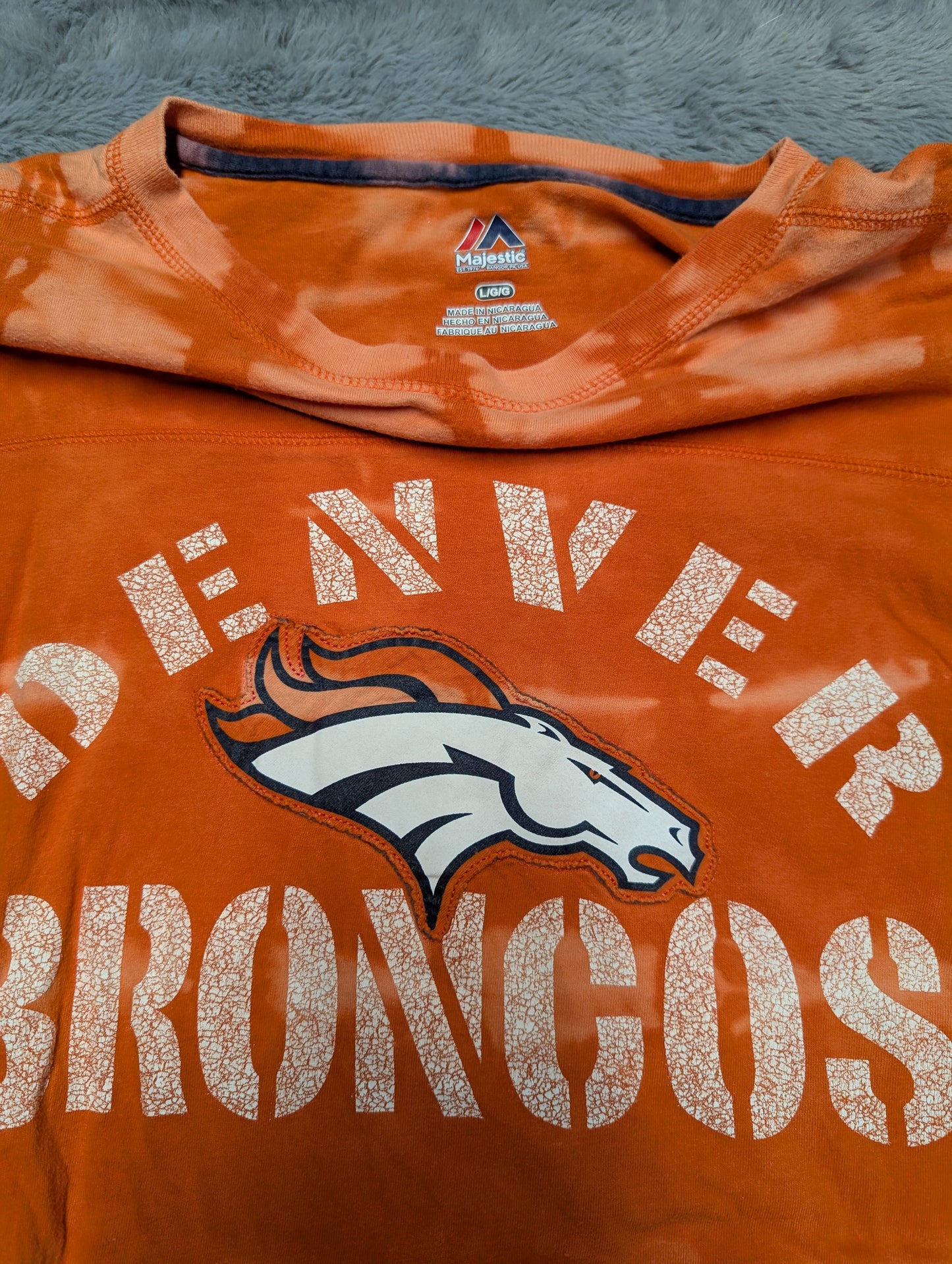 Denver Broncos Reverse Tie-Dye Long Sleeve Ringer T-Shirt