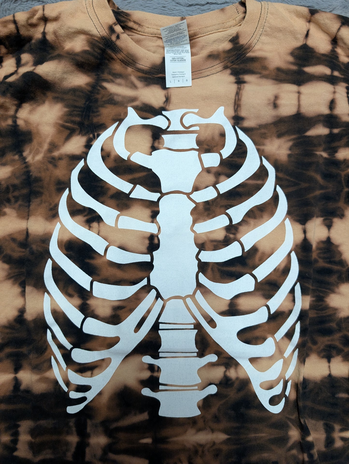 Skeletal Ribcage Reverse Tie-Dye Long Sleeve T-Shirt