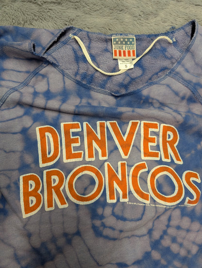 Denver Broncos "Junk Food" Reverse Tie-Dye Crewneck Sweatshirt