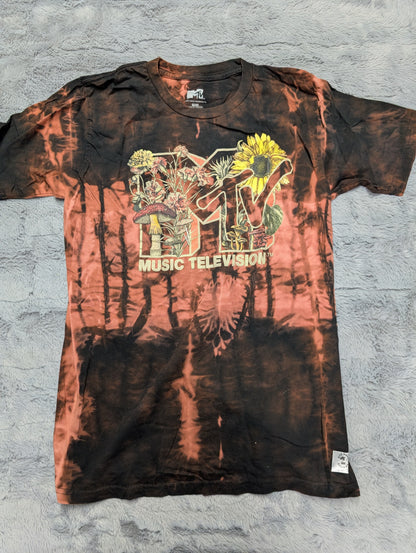 MTV Floral Logo Reverse Tie-Dye T-Shirt