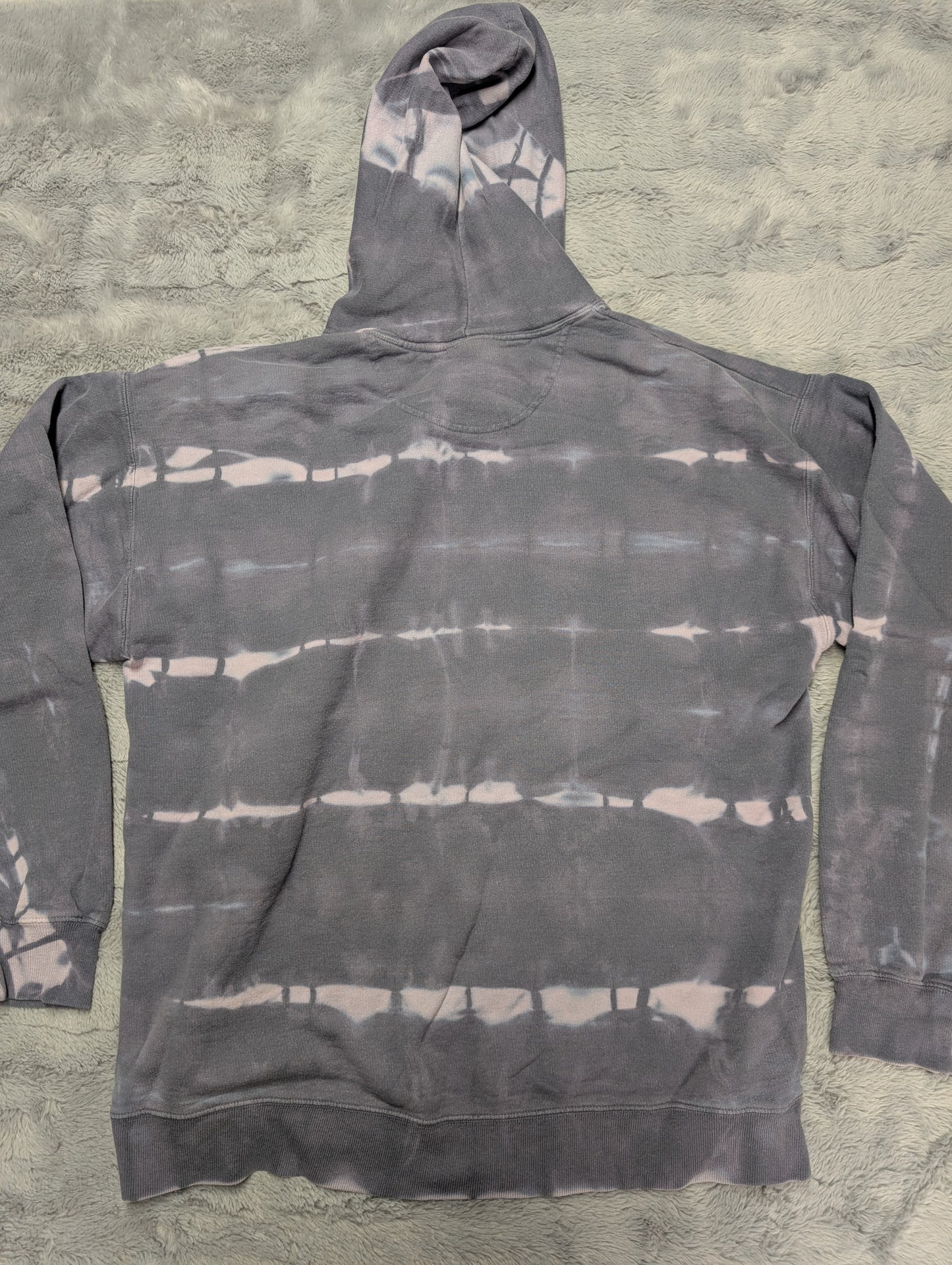 Gray Blue Heart Reverse Tie-Dye Hoodie Sweatshirt