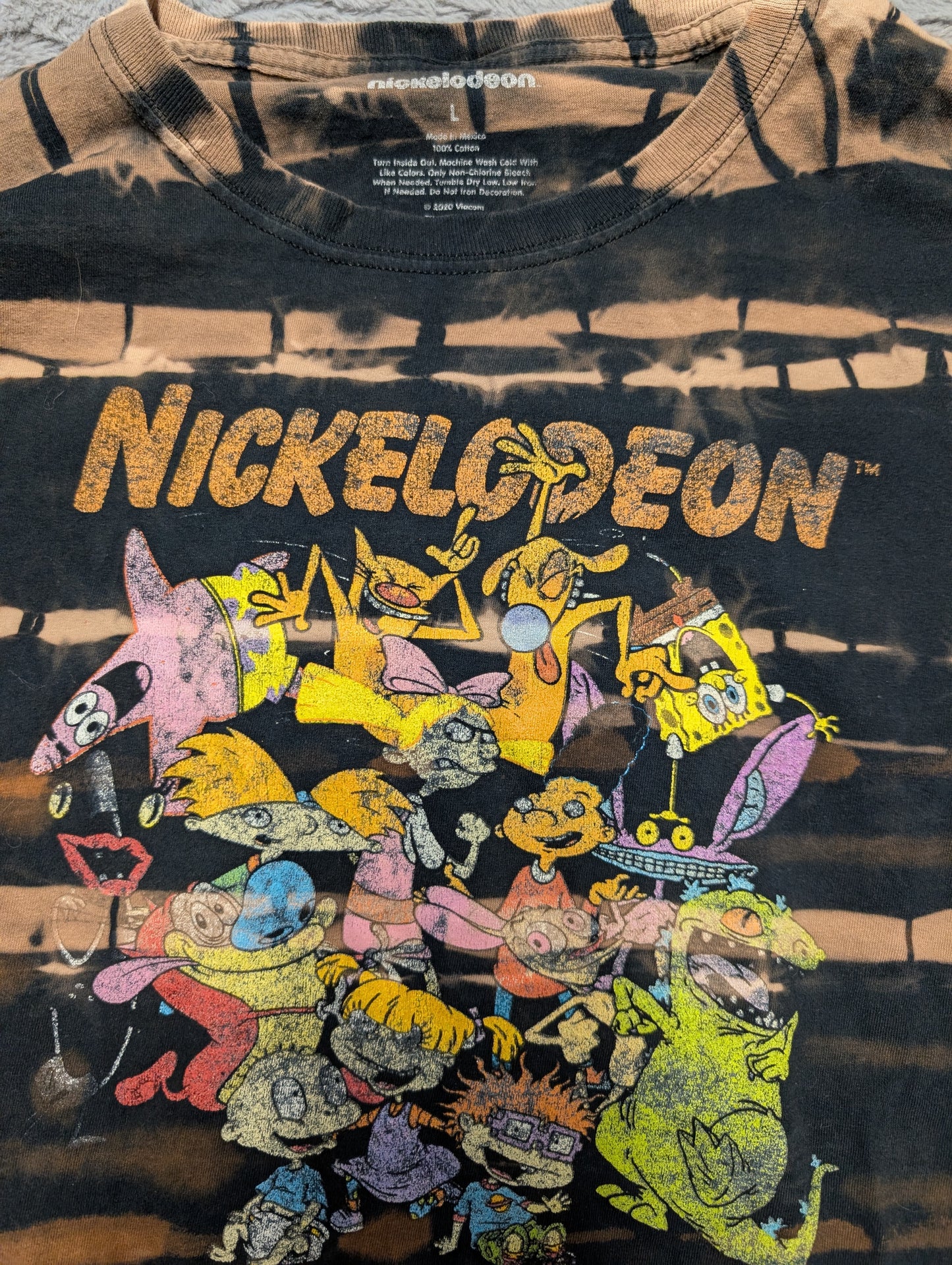 Nickelodeon Characters Reverse Tie-Dye Cropped Long Sleeve T-Shirt