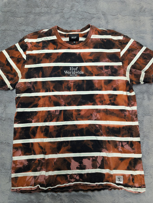 HUF Worldwide Since 2002 Striped Reverse Tie-Dye T-Shirt