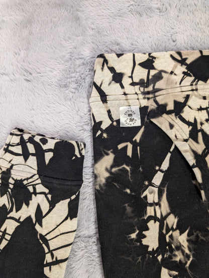 Black Reverse Tie-Dye Hoodie Sweatshirt with Red Asian Logos and Velour Lining