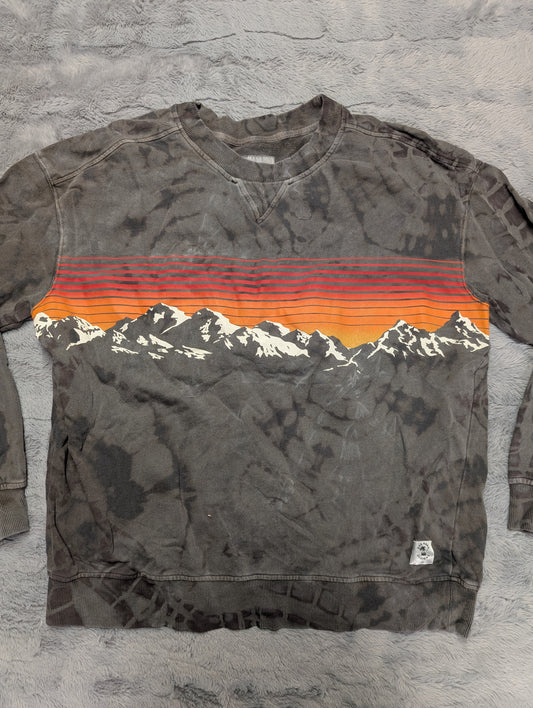 Goodfellow and Co. Reverse Tie-Dye Crewneck Sweatshirt with Sunset Mountain Design